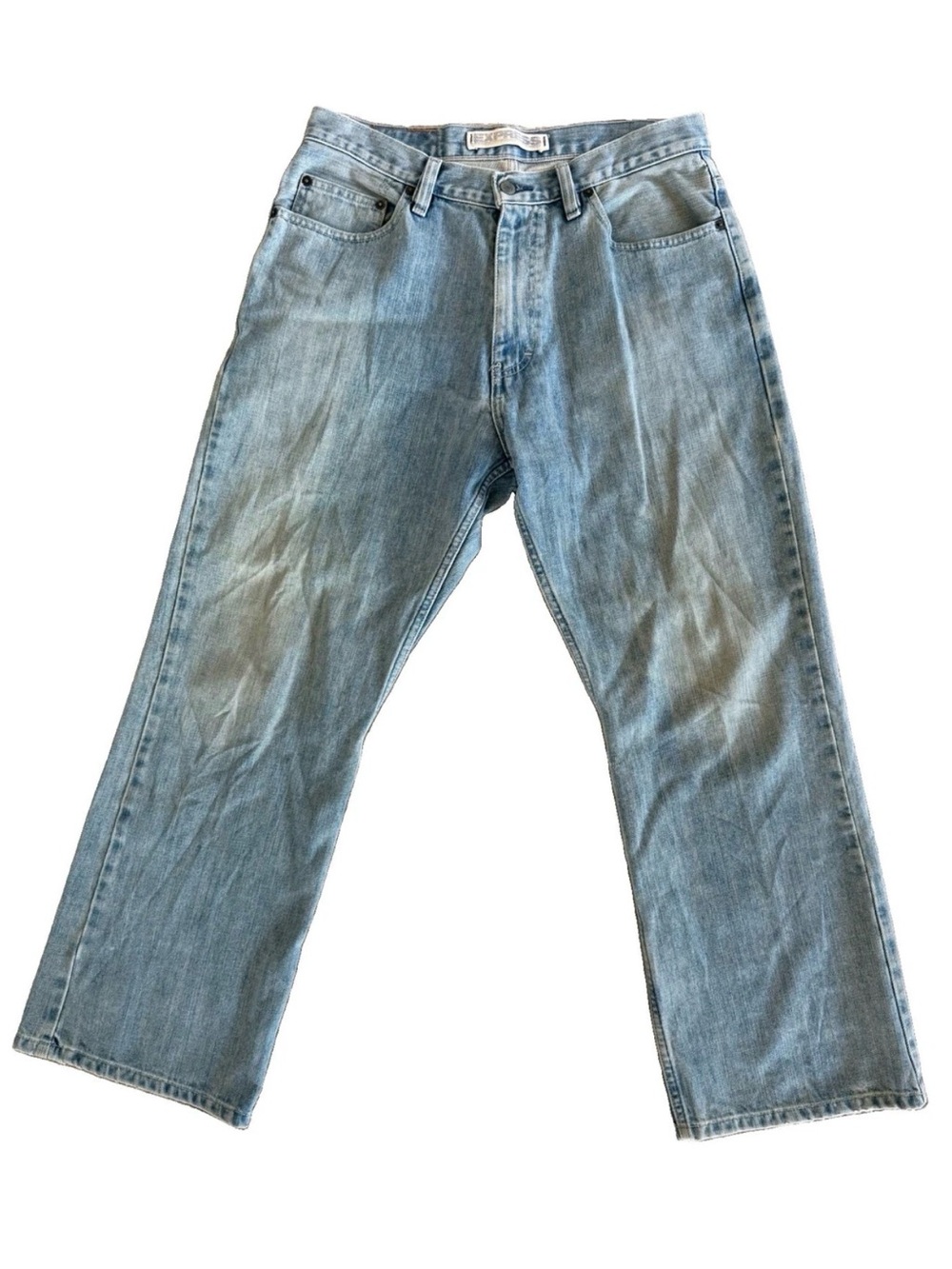 Express Men’s Y2K Light Wash Boot Cut Jeans | 32x30 | 100% Cotton | 1990s